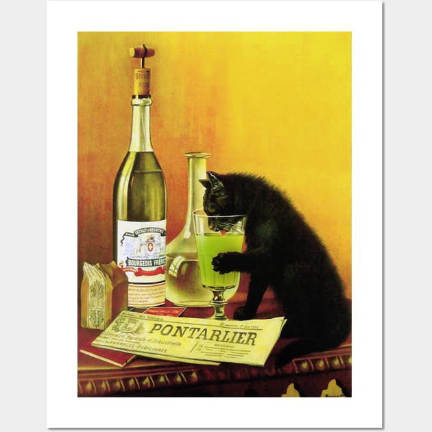 Absinthe Cat Wall Art by LittleBean